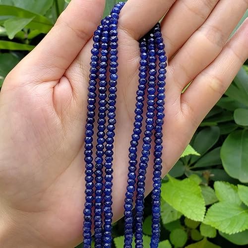 Miniatura 4 de Adabele - Piedra preciosa curativa de cuarzo azul zafiro natural, 1 hebra de 0.157 pulgadas, cuentas sueltas pequeñas de Rondelle facetado,