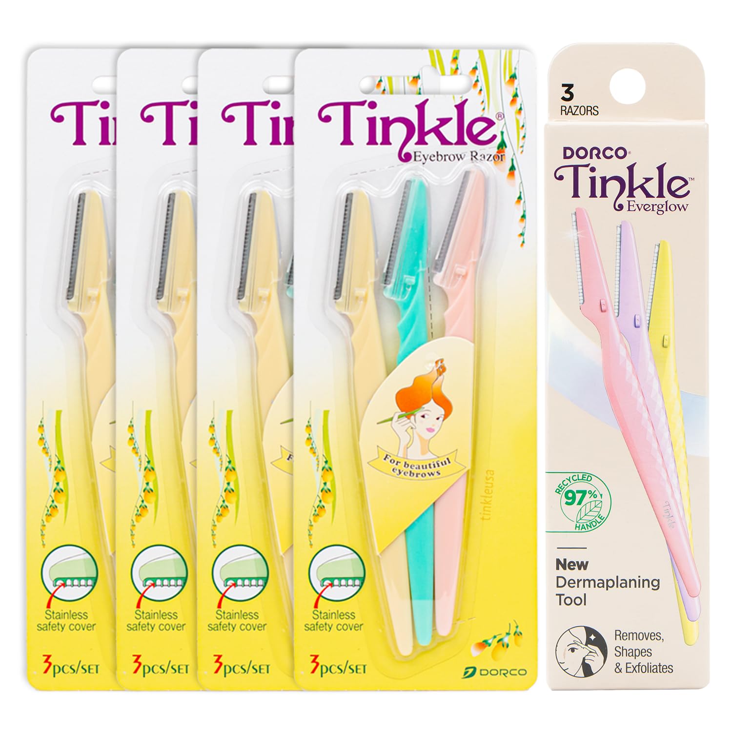 Amazon.com : Tinkle Dorco Dermaplane Razors Pack of 4-3 counts with ...