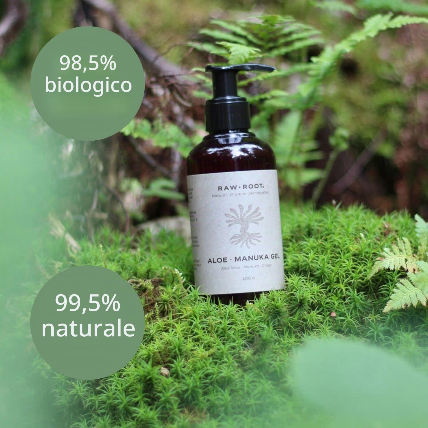 RAW ROOTs Gel rassodante da 200 ml, gel rassodante naturale per dreadlock con aloe e manuka, rafforza e stringe i locs, senza residui e vegano, senza siliconi, parabeni, solfati