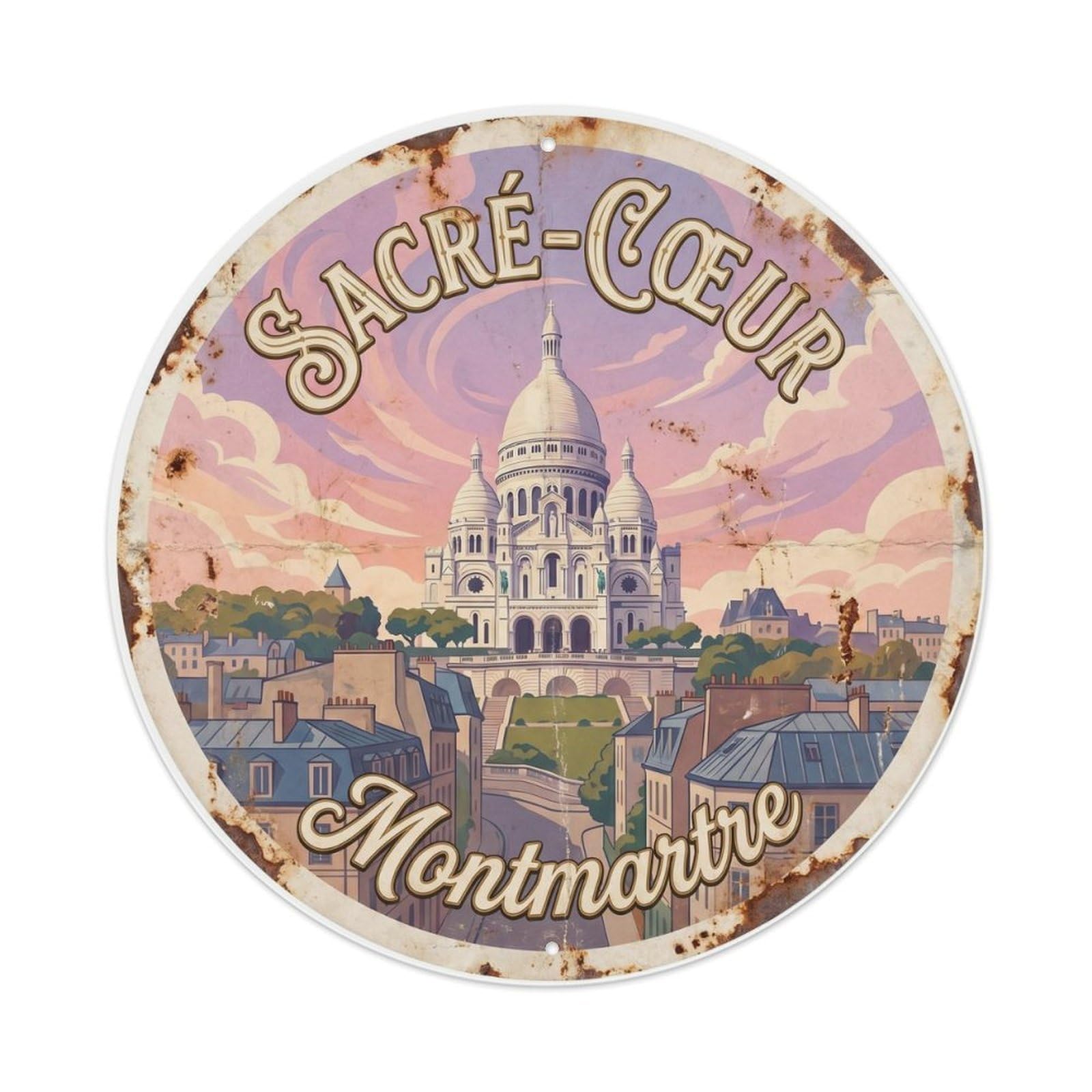 Fqnyr Style Vintage Travel Sacre Coeur Paris Metal Tin Sign