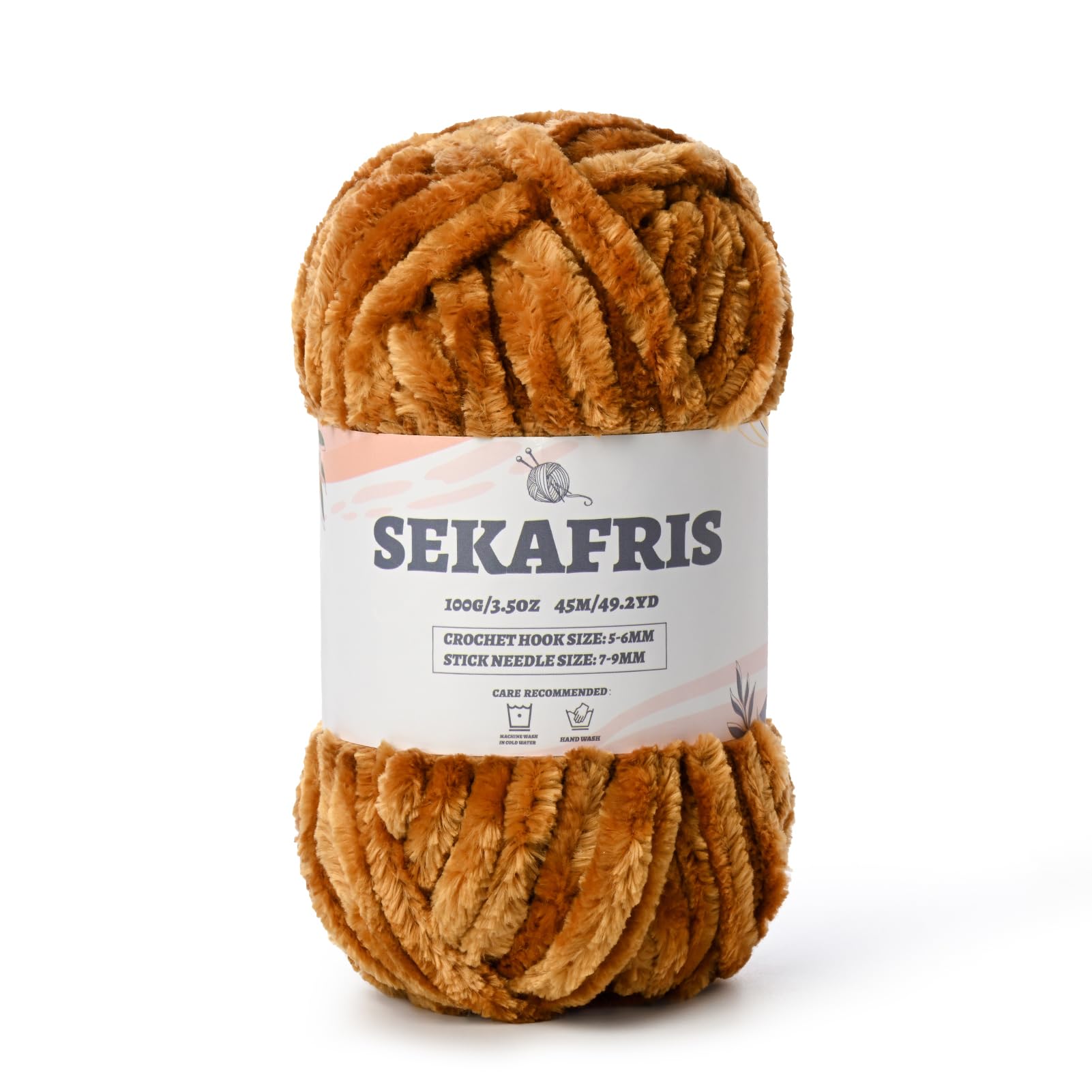 Chenille Velvet Soft Yarn Brown 1 Pack