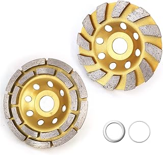 2Pcs 4-1/2" Concrete Diamond Grinding Cup Wheels Set for Concrete Stone Marble, Include 4.5 Inch Double Row Segment Disc, 12-Segment Turbo Row Wheel, for 4-1/2" Angle Grinder