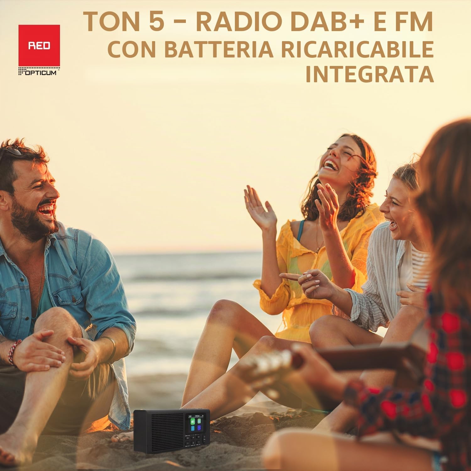 RED OPTICUM Radio con Bluetooth 5.3, DAB Plus Radio con 40 canali DAB+/FM preimpostati, display LCD a colori, 9 menu vocali, jack per cuffie da 3,5 mm, cavo di ricarica USB incluso (nero)