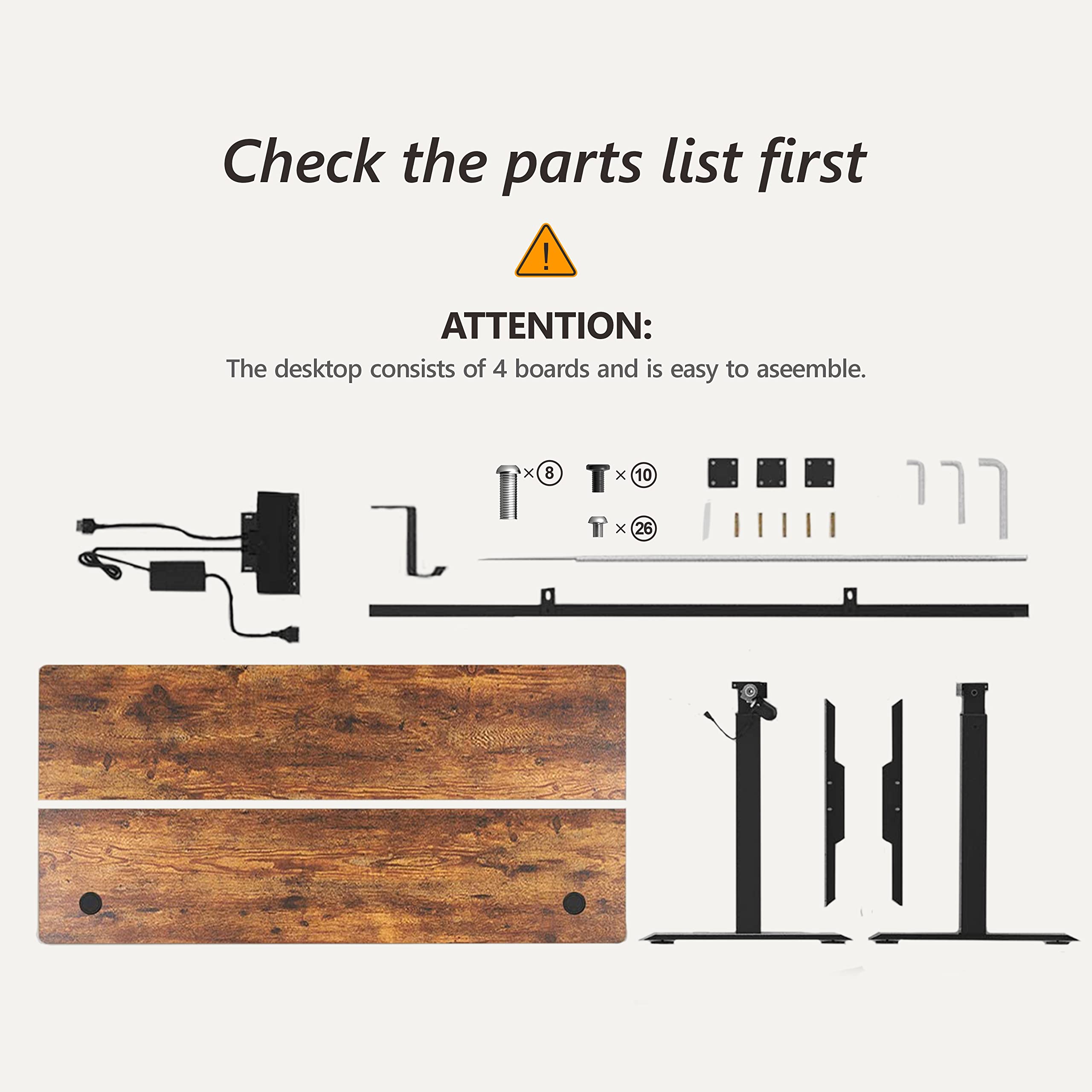 BANTI Adjustable Height Standing Desk with Drawers, 63x24 Inches