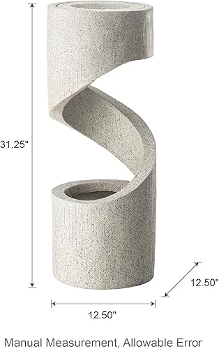 Miniatura 2 de Glitzhome Fuente de agua decorativa para patio al aire libre con luz LED, fuente de cascada curvada con maceta de piedra, fuente de terrazo