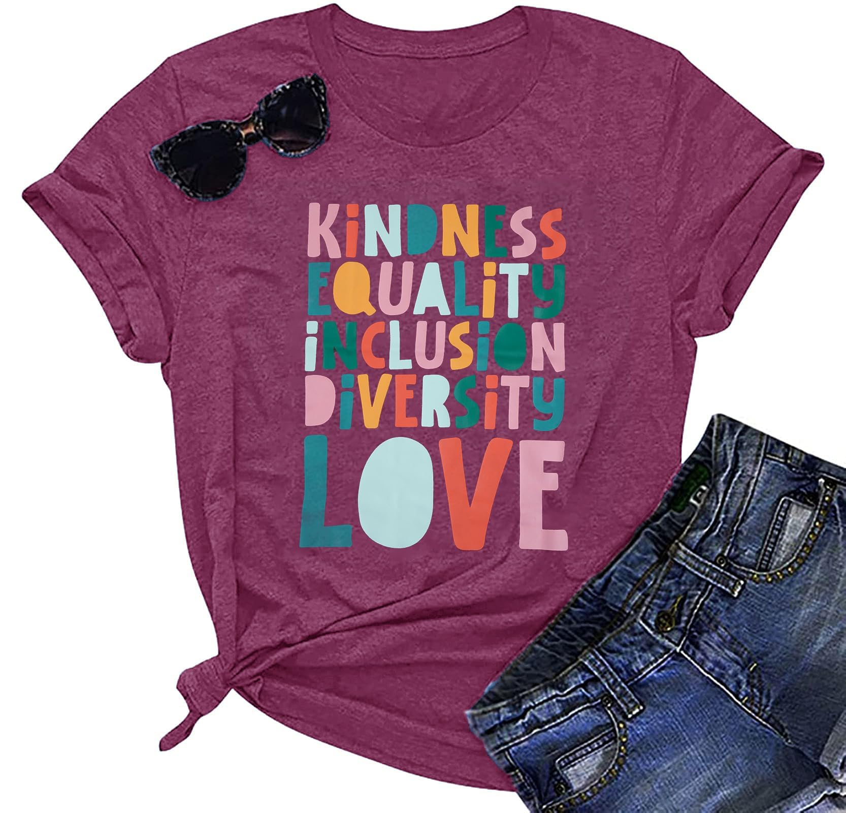 Kindness Teacher Shirt Women Special Education Shirts Teacher Life Love T-Shirt Inspirational Letter Print Tee Top