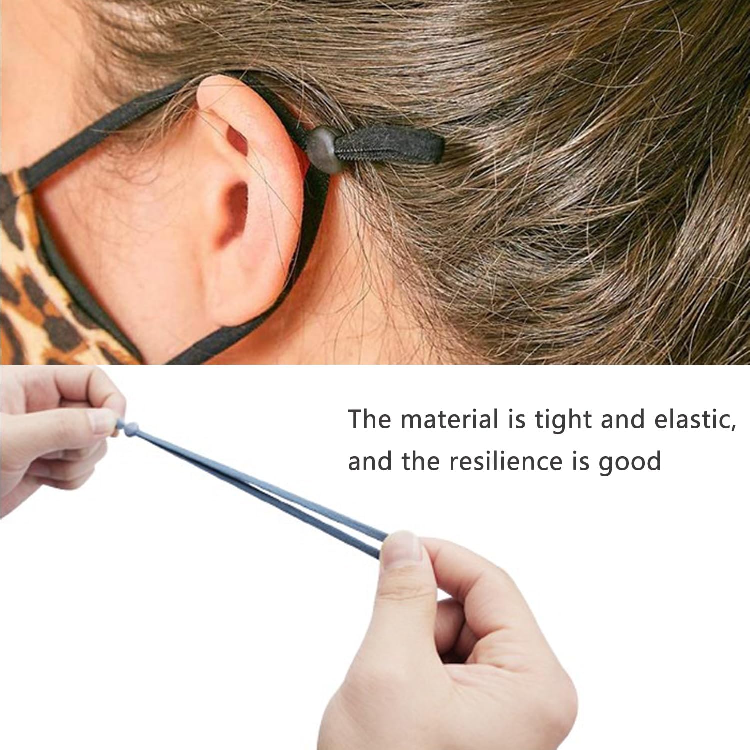 ArrErr 120 Pack Face Masks Elastic Cord with Adjustable Buckle Earloop Elastic String Sewing Bands Ear Loops Straps for Cloth Face Mask DIY Washable Reusable Breathable Fabric Face Covering Shield