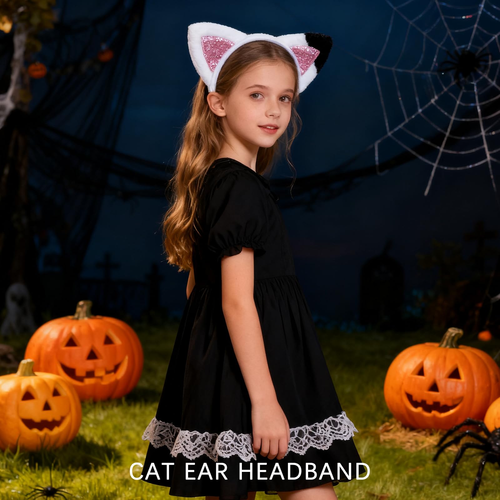 HAICN 2Pcs Cat Ears Headbands Cute Fuzzy Cat Ears Hairband White Halloween Cosplay Costume Accessories for Mask Skincare Halloween Costume - Image 4
