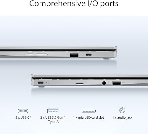 Miniatura 7 de ASUS Chromebook Flip CX1 Laptop convertible, pantalla táctil FHD NanoEdge de 14 pulgadas, procesador Intel Celeron N4500, almacenamiento eMMC de 128