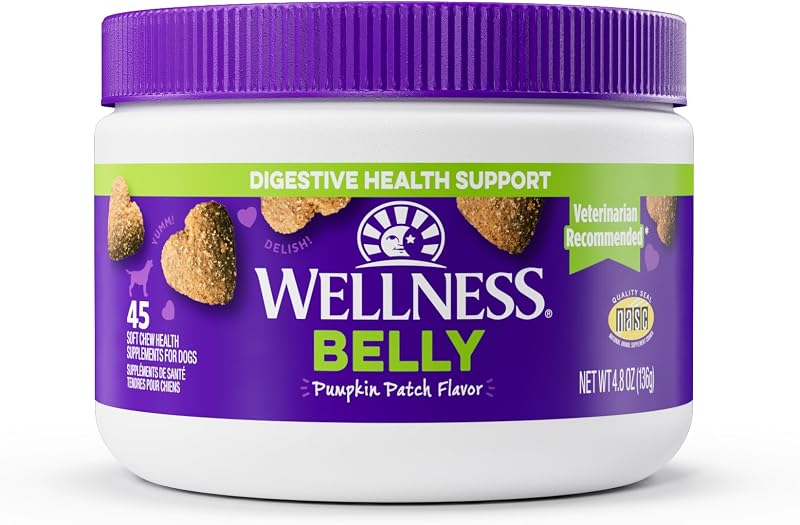 Suplemento Digestivo para Cães em Mastigáveis Macios Sabor Abóbora Wellness, 45 Unidades