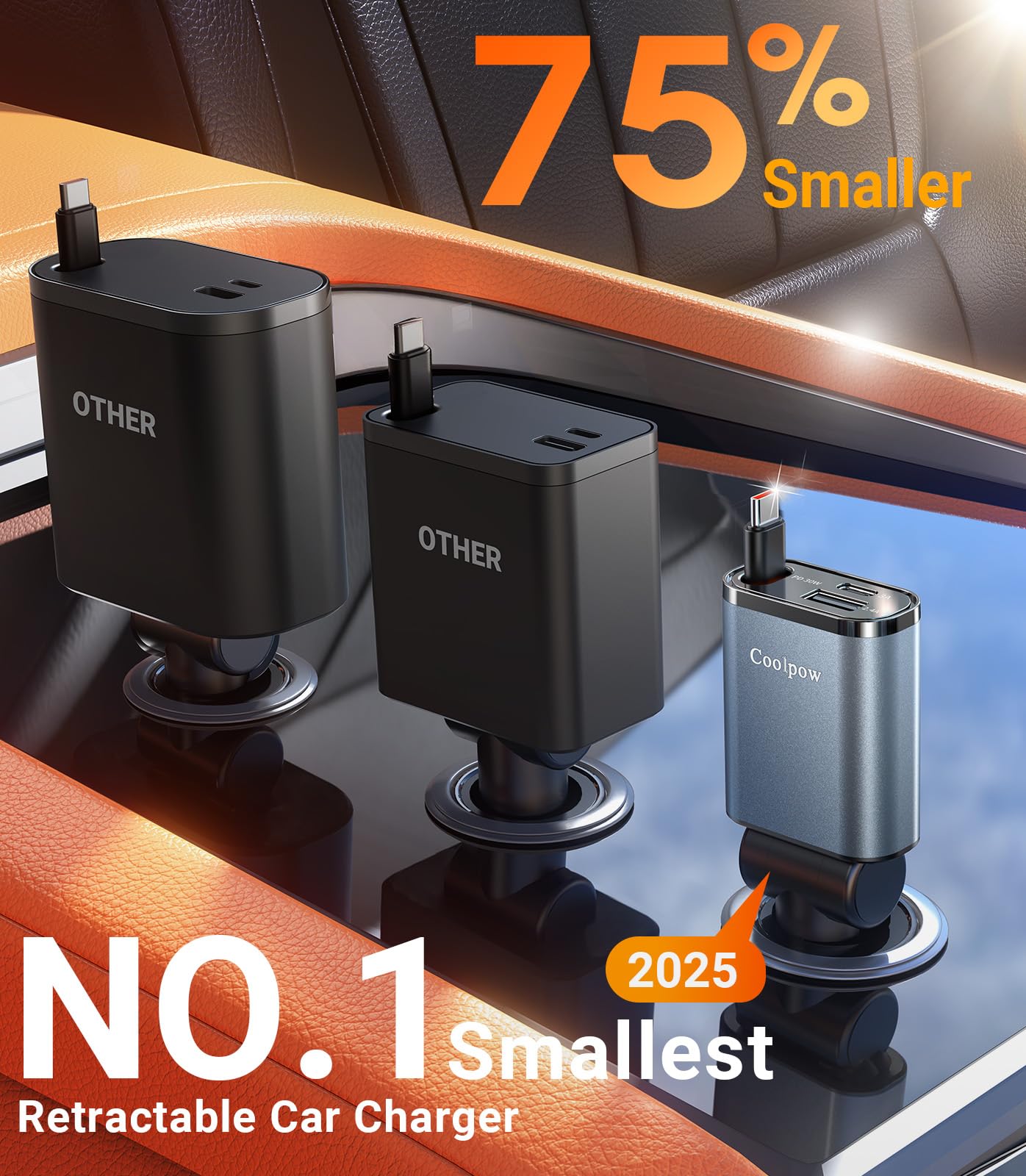 4 En 1 Chargeur Allume Cigare Voiture USB C,[Ultra- Mini][145W Charge Rapide] Câble Type-C Rétractable Chargeur Voiture Avec USB-C/USB-A Adapter, Prise Allume Cigare 12V Pour IPhone 17 Galaxy IPad