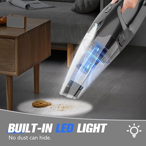 Miniatura 2 de Aspiradora de mano inalámbrica recargable, aspiradora de mano inalámbrica con LED, carga USB, 1.65 libras, aspiradora de coche para
