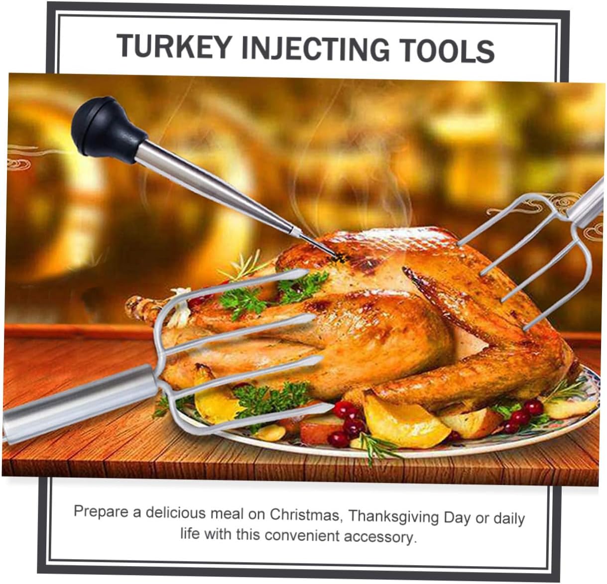 Ipetboom Practical Meat Injector Black Single Needle Food Injector for Turkey and Grilled Meat for Moist Juicy Flavor Easy to Assemble and Clean for Bbq Cooking