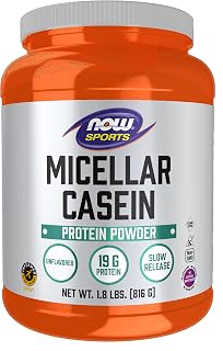 NOW Sports Nutrition, Micellar Casein 19 g, Slow Release, Unflavored Powder, 1.8-Pound