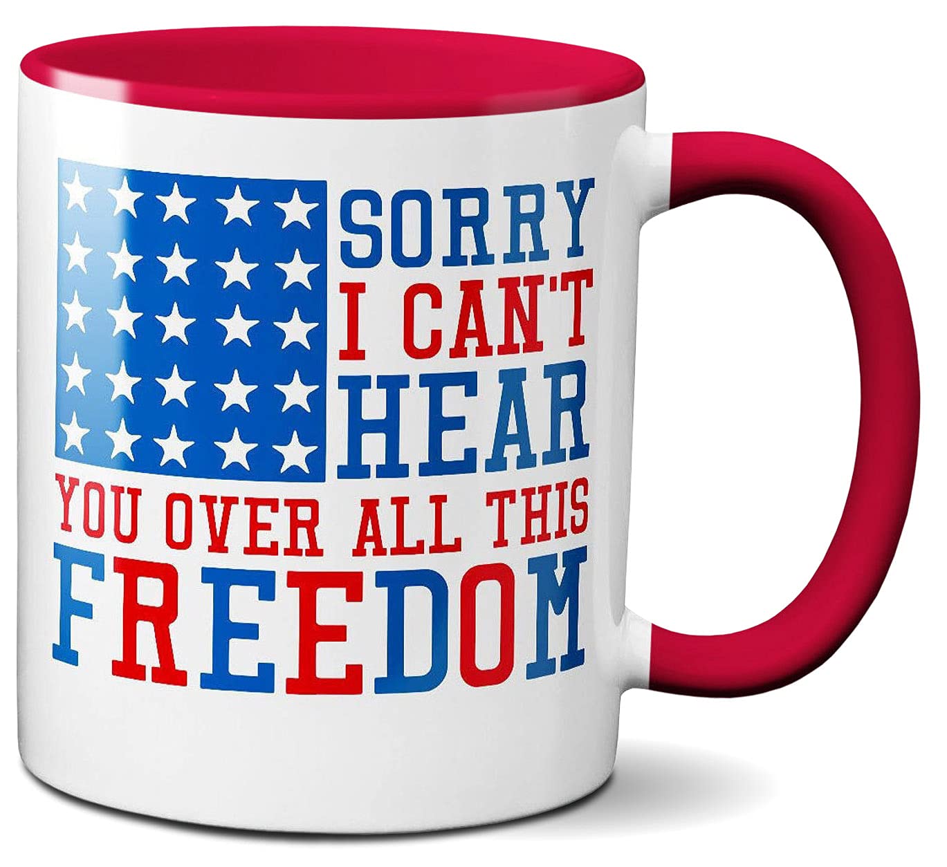 White Red Freedom Mug American Independence Day 4th July 11 oz Ceramic Coffee Cup