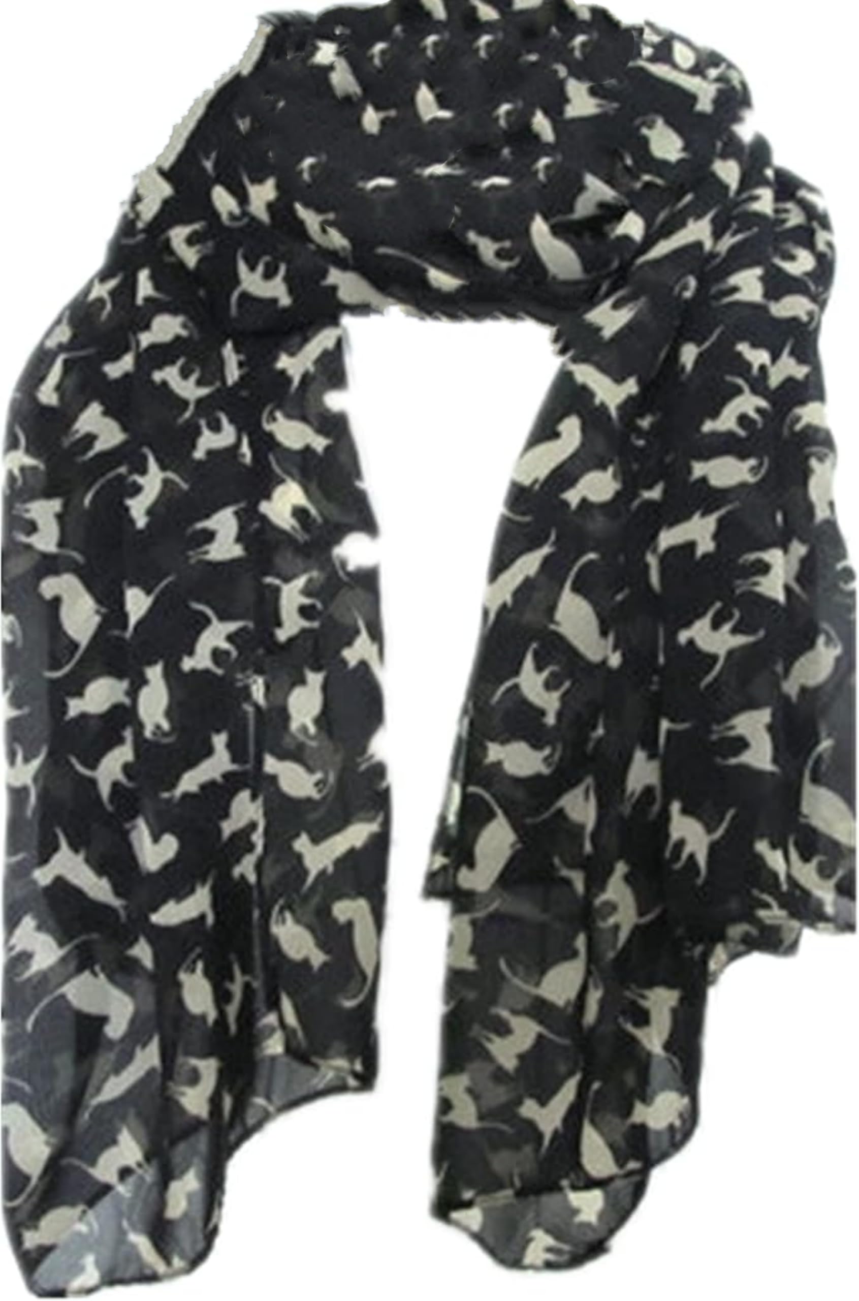 A Liittle Tree Women's Cat Black "A Liittle Tree"- Lady Fashion Hijab Stylish Soft Scarf Shawl Neck Wrap Headscarf Stole (Cat Black)