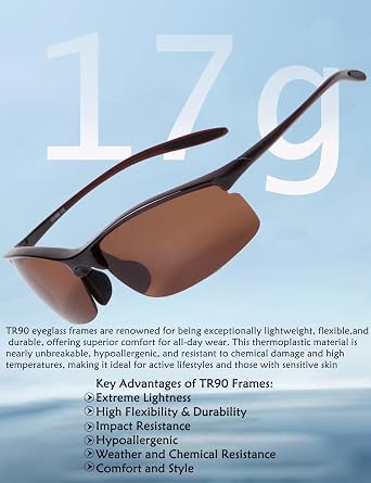 2PC Sunglasses, Brown Sunglasses for Men Women, Rimless Sun Glasses & Polarized Sports Shades