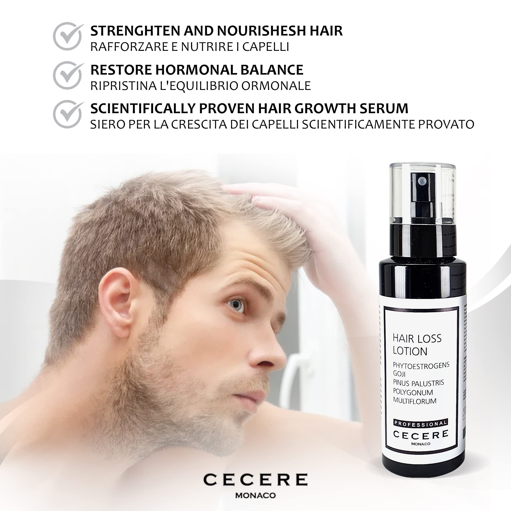 (100ml/3.3fl.oz)Lozione per la caduta dei capelli per uomini,donne,siero per la crescita dei capelli per rafforzare e nutrire i capelli contiene fitoestrogeni,Polygonum Multiflorum
