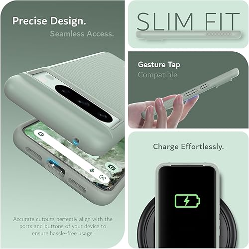 Vista 194 de TUDIA MergeGrip - Funda para Google Pixel 7a 2023, [probada en caídas de grado militar] borde elevado para protección de pantalla y cámara, doble
