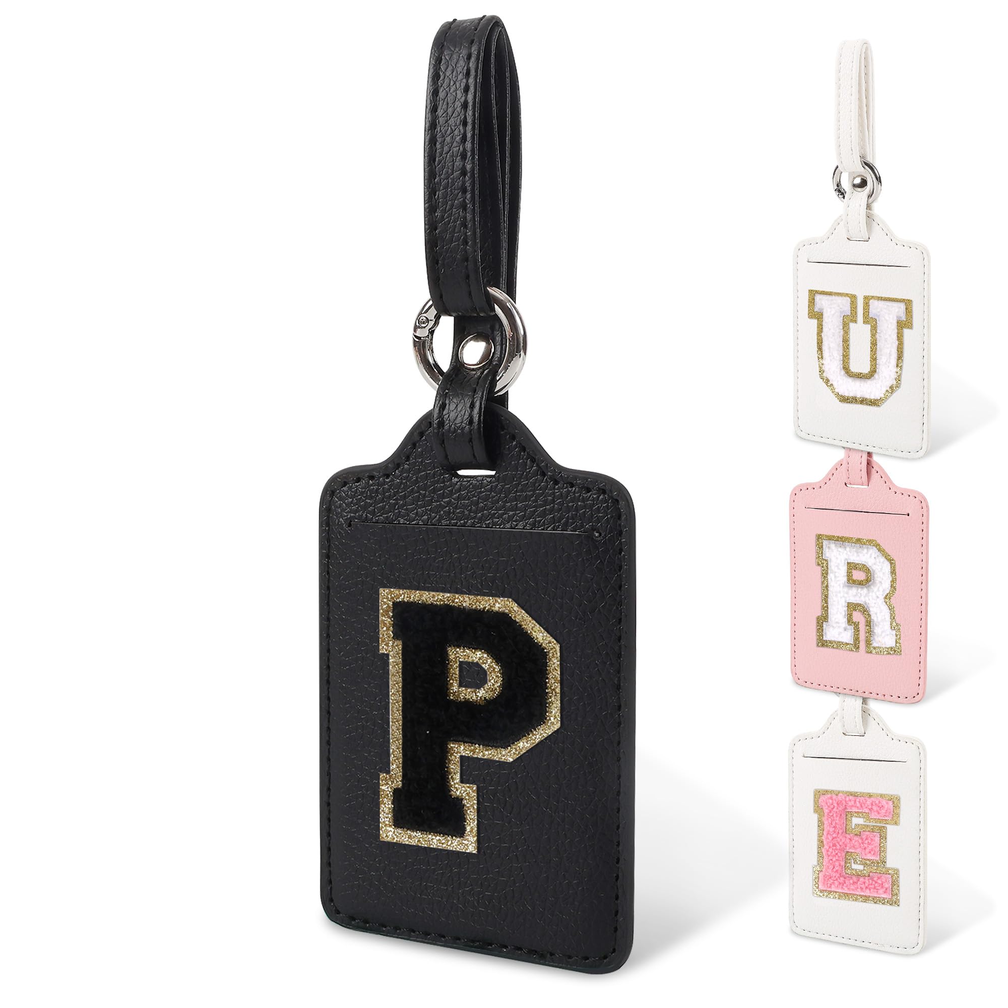 Initial Letter Luggage Tags for Suitcases, Personalized Letter Luggage Bag Suitcase Identifier Name Tag, Cute PU Leather Travel Luggage Tags, Bag Tags