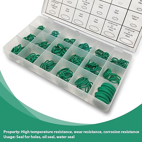 Miniatura 6 de 270 juntas tóricas de sellado automático, 18 tamaños, kit de reparación de anillos de goma de nitrilo resistentes a alta presión y altas