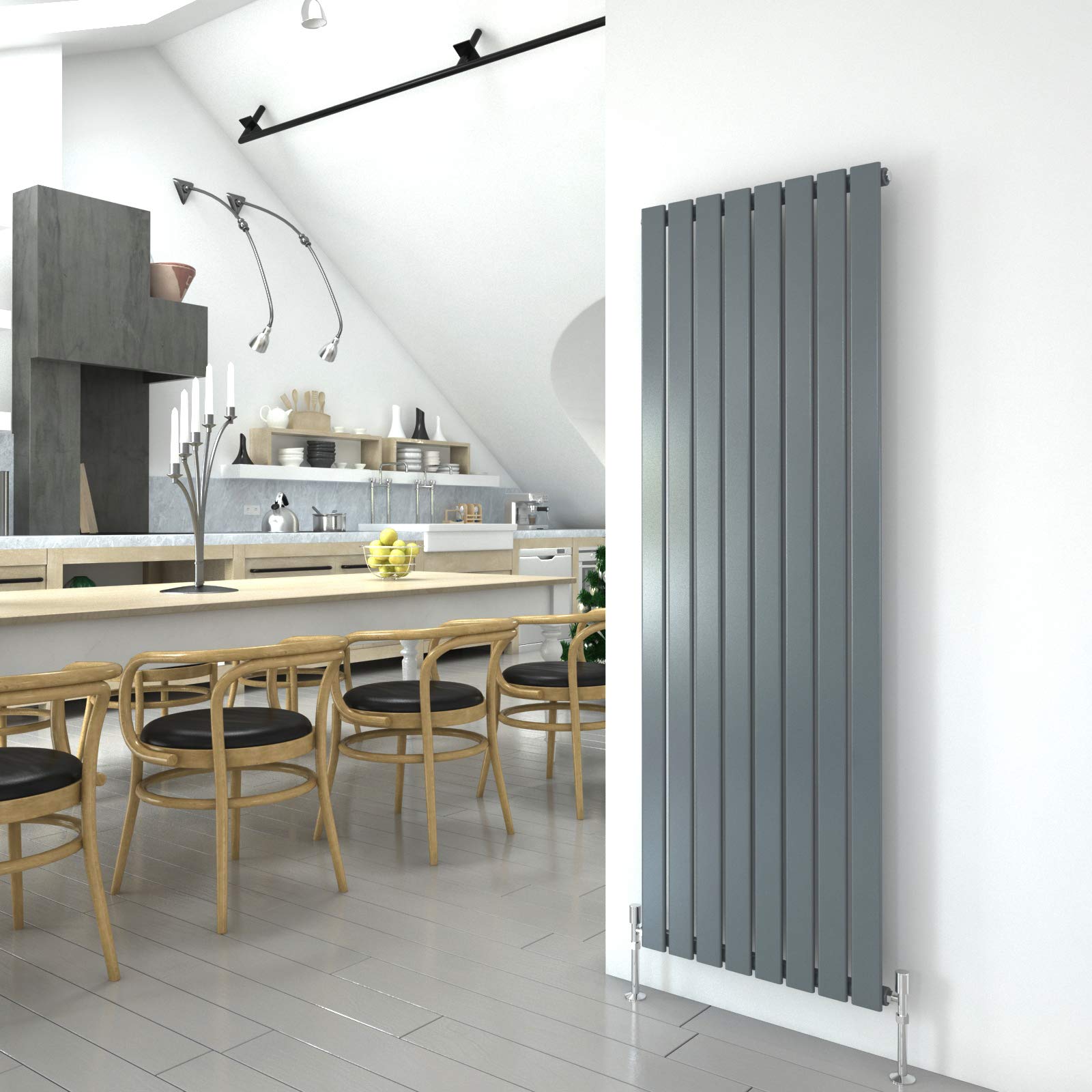 Byb Anthracite Vertical Radiator 1600X544mm Single Flat Panel Designer Radiator Interior Design