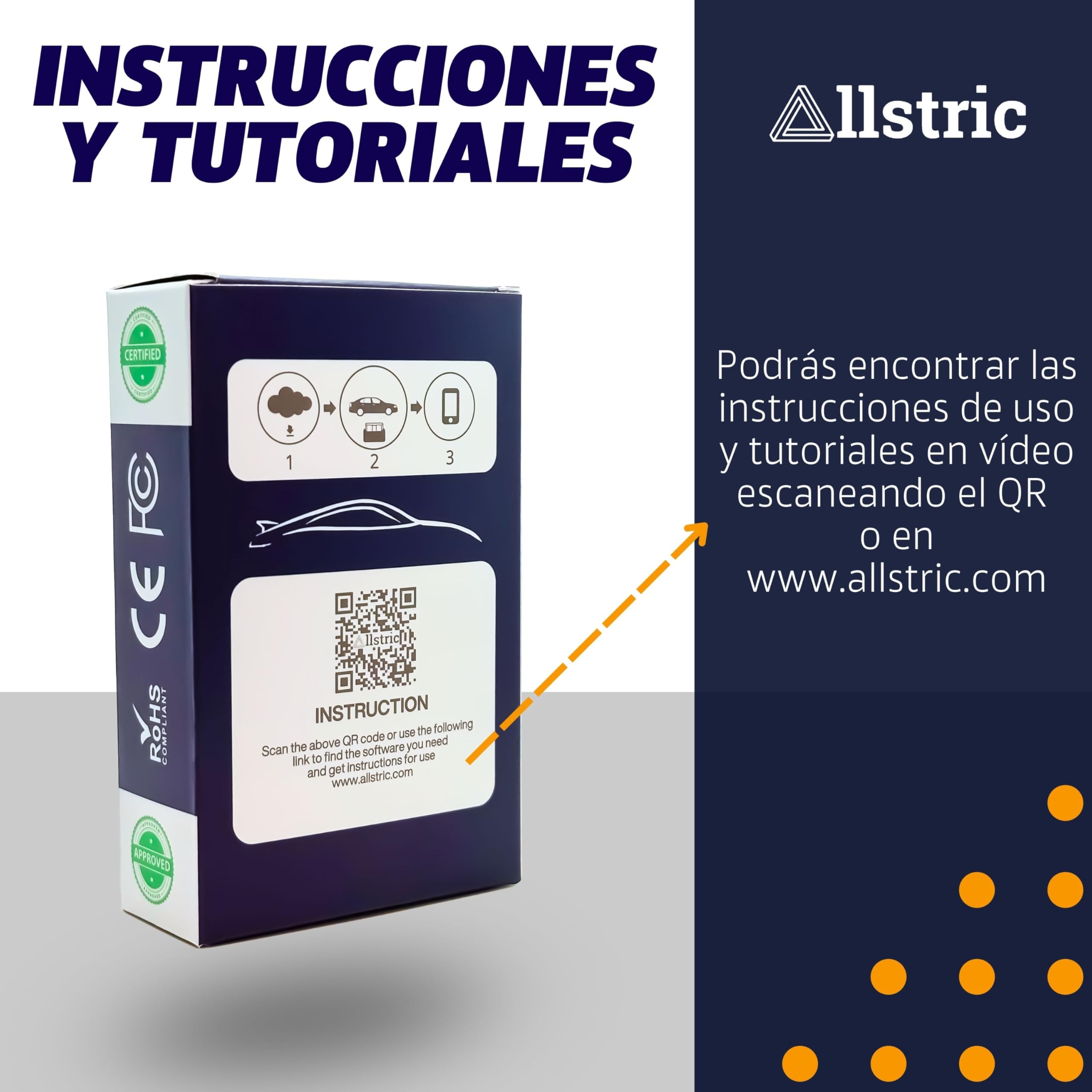 Allstric® Obd2 Diagnosis Coche Multimarca. ELM 327 Lector y Herramienta de Análisis y Diagnostico. Obd2 Bluetooth OBD Original para Escaner. Maquina Diagnosis Coche de Fallos y Errores. — view 5