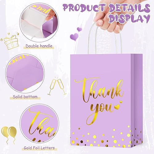 Miniatura 10 de Tinlade 100 bolsas de regalo de agradecimiento a granel de papel dorado con asa para negocios, compras, bodas, baby shower, recuerdos de fiesta
