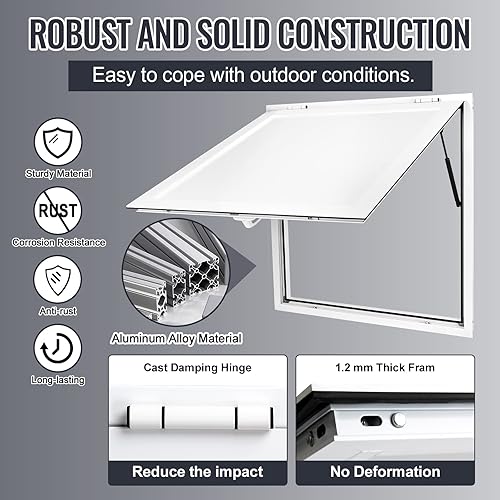 Miniatura 3 de Migoda Concession Window,36 x 36Inch Pass Through Window for Food Truck,Concession Stand Serving Window Door with Double-Point Fork Lock,Concession