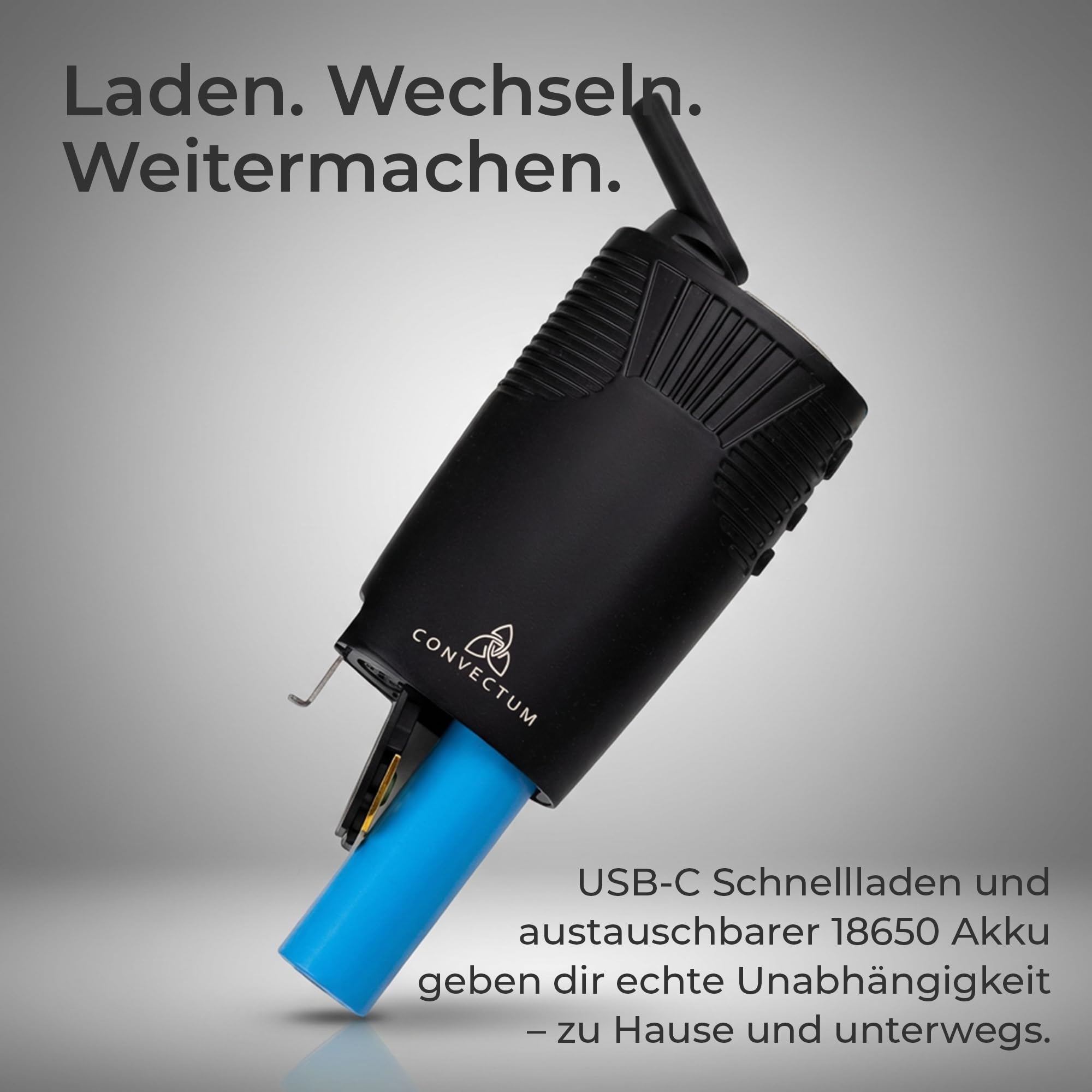 HIZEN Convectum Kräuter Vaporizer – Premium Verdampfer für Kräuter mit echter Konvektion, 80–220 °C stufenlos, USB-C Wechselakku (18650 LG), LED-Display, Endlos-Timer, Aromatherapie, Schwarz