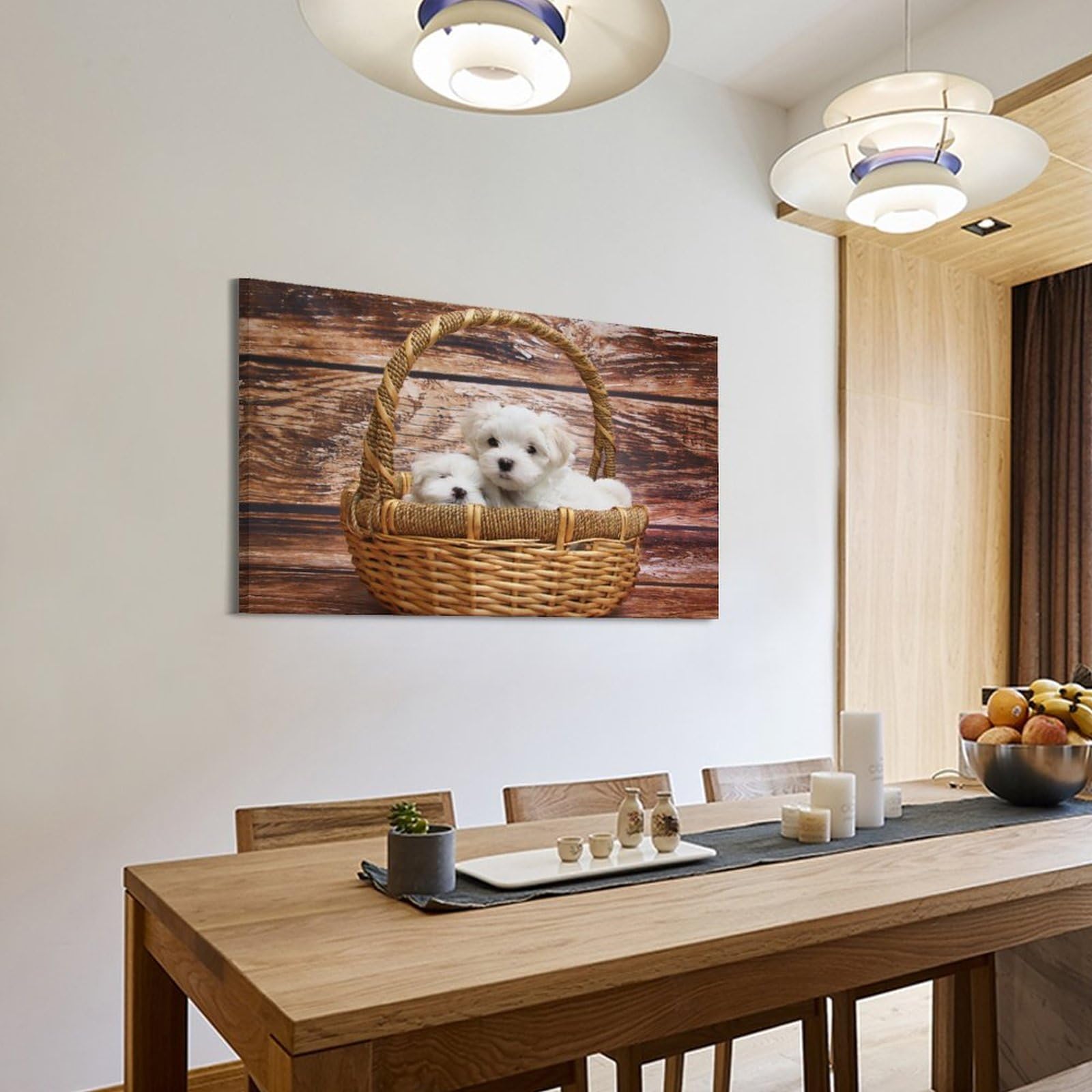Tierposter Malteser Hunderasse, dekorative Leinwand, Familienschlafzimmer, Kunstwerk, Bild, Gemälde, 50 x 75 cm