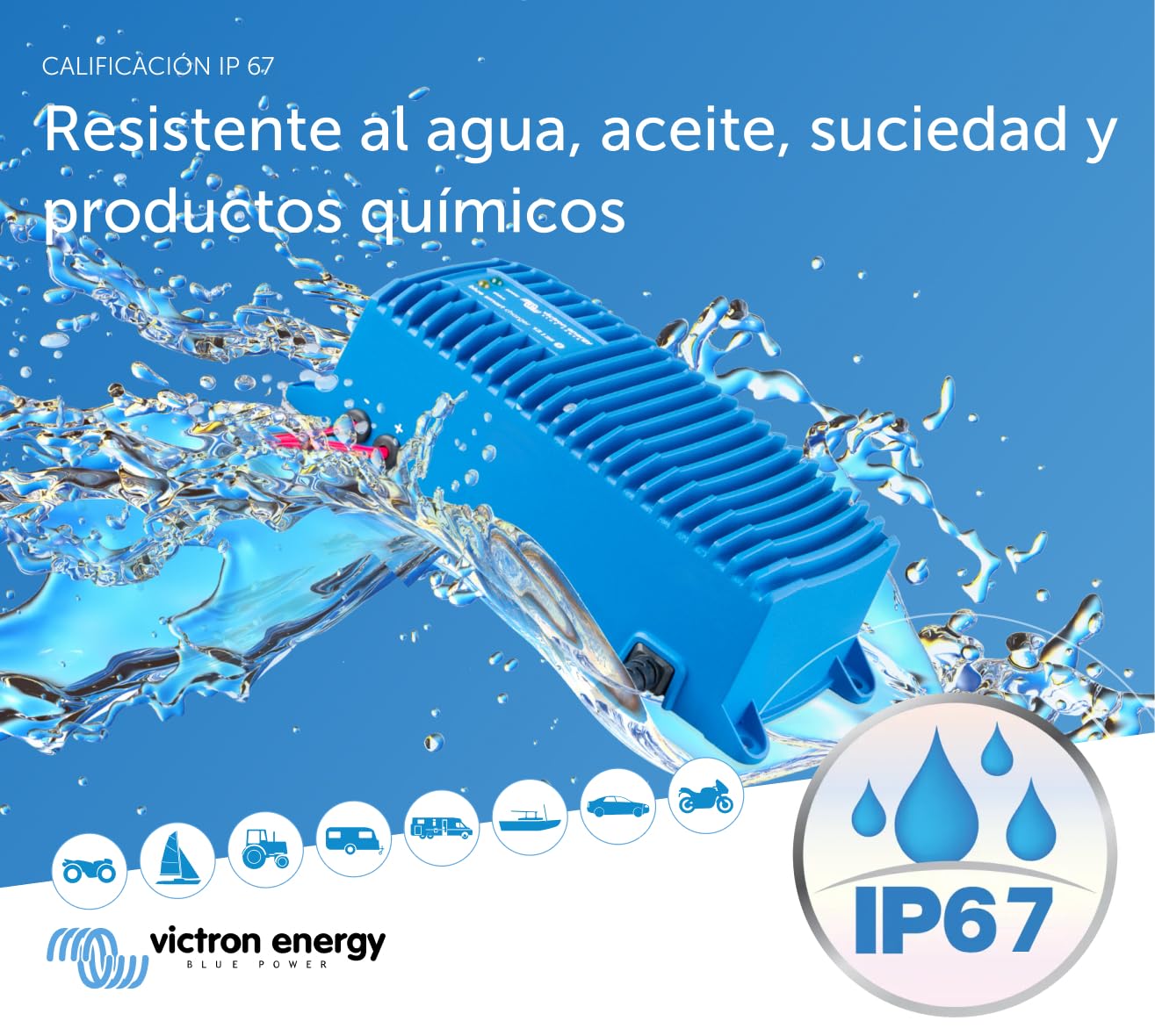 Victron Energy Blue Smart IP67 12-Voltios 25 amperios 230V Cargador de Batería Bluetooth + opción de inmovilizador (CEE 7/7)