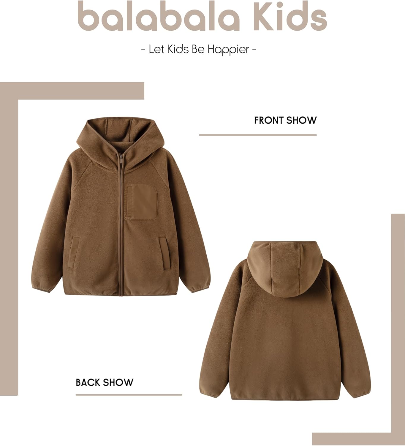 Balabala Girls Winter Jacket Toddler Fleece Jacket Kids Full Zip Hoodie Boys Jacket Warm Cozy Outwear Coat with Pockets - Image 4