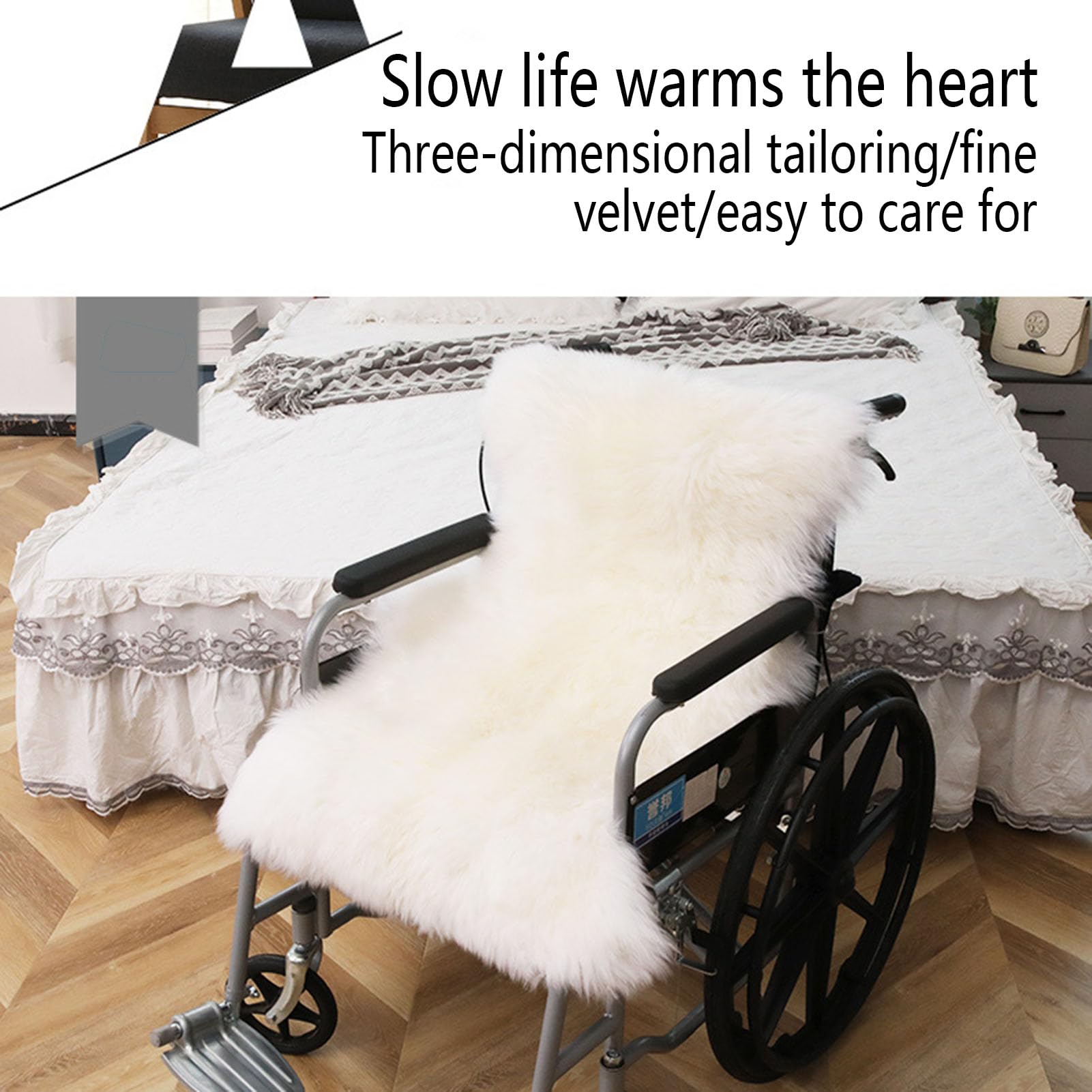 Almohadilla de asiento para silla de ruedas, cojín de piel de oveja médica auténtica para mayor comodidad y apoyo, ideal para sillas de ruedas, automóviles y uso doméstico
