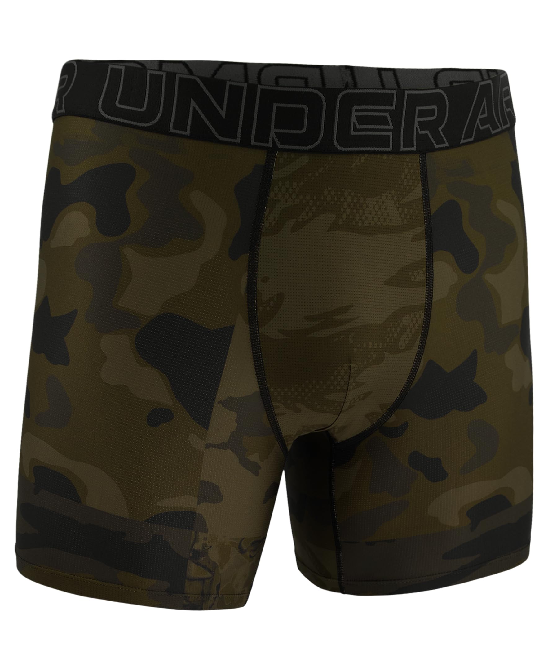 Under Armour mens Performance Tech Mesh Print Singles, 6" Inseam Boxer Brief, Baroque Green, XXL