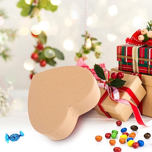 Miniatura 8 de ARTIBETTER Caja de papel maché de papel con forma de corazón, caja de regalo anidada decorativa de papel Kraft, contenedor de dulces con tapas para
