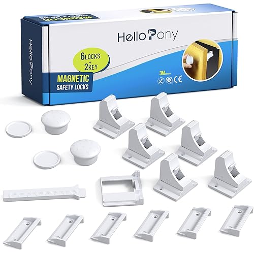 Upgraded Magnetic Cabinet Locks (6Locks and 2 Keys) Baby Proofing Cabinet Lock for Child Safety, No Drilling or Tools Needed