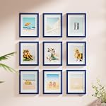 Vittanly 11x14 Picture Frame, Engineered Wood with Shatter Resistant Plexiglass, Display Pictures 8x10 with Mat or 11x14 without Mat, Photo Frame for Wall Mounting, Blue, 1 Pack