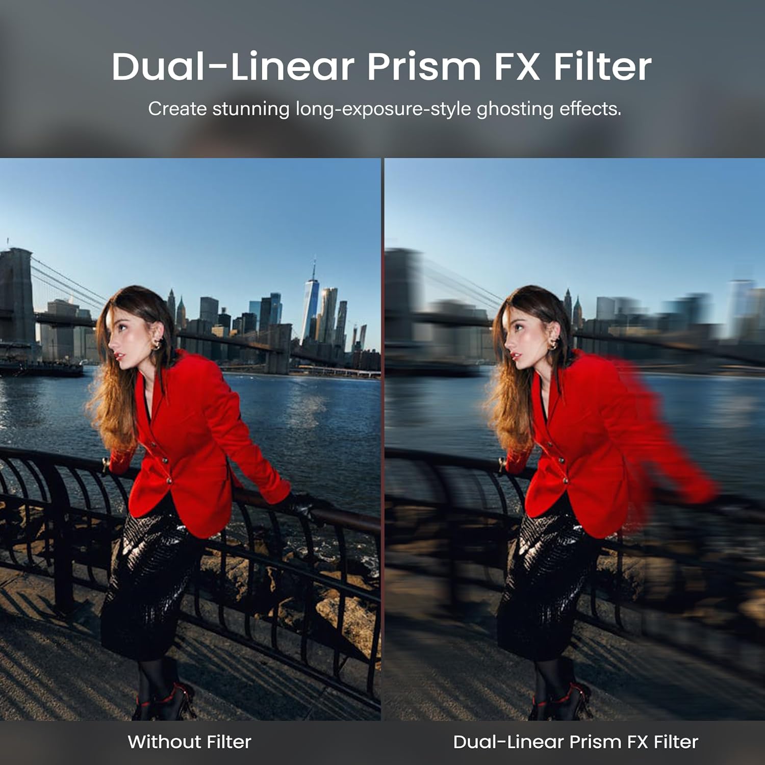 Walking Way 62MM Bilateral Blur Ghost Motion Prism Filter - Rotatable Motion Blur and Double Exposure Lens Filter for Creative Visual Effects Portraits/Videos