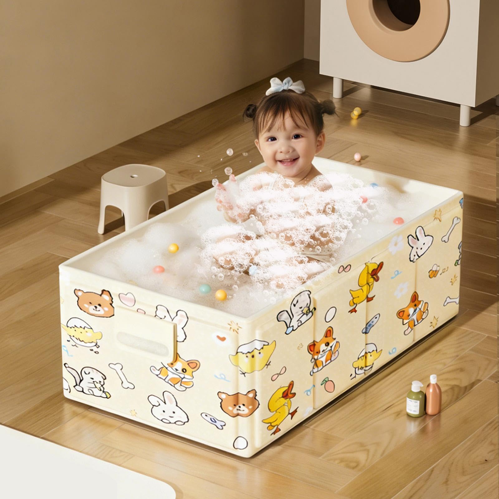 Faltbar, tragbar für | mit auslaufsicherem, faltbarem Ablassstopfen, für Reisen, für Babys, Badezimmer, Outdoor, Innen, , Mädchen, Wohnmobil,