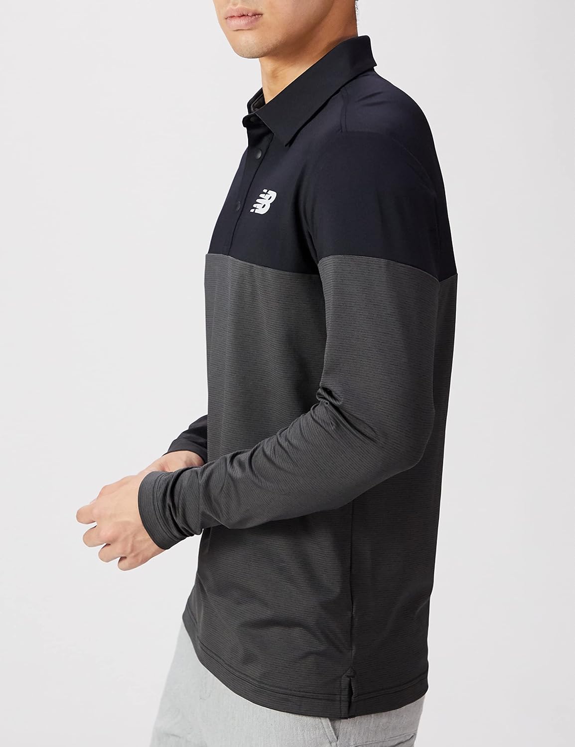 Amazon | [ニューバランス] ゴルフ 長袖 ポロシャツ (片染めボーダー柄