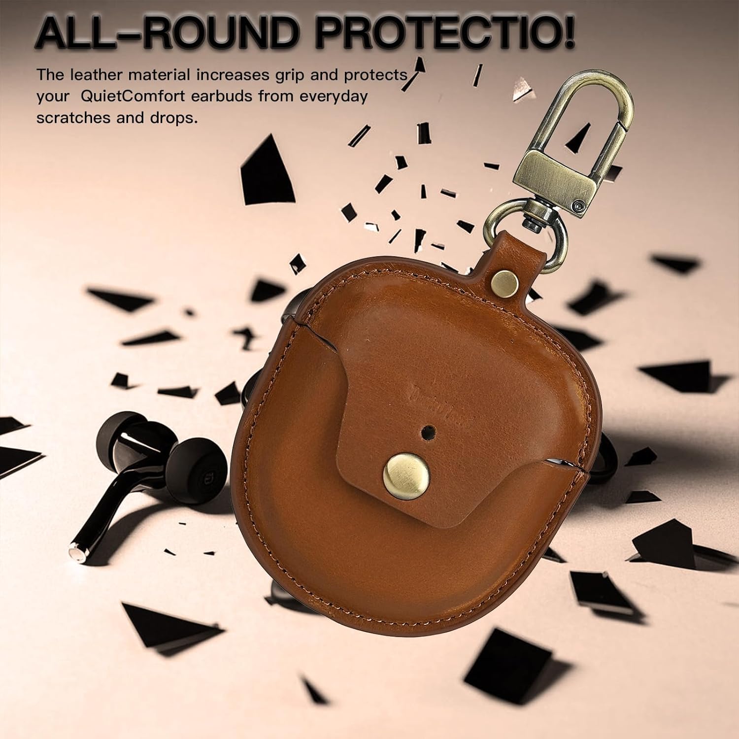 for New Bose QuietComfort Ultra Case (2023) & Bose QuietComfort Earbuds II Case (2022),Bluetooth Earphone Protective Cover Genuine Leather Earphone Case (1#Brown)