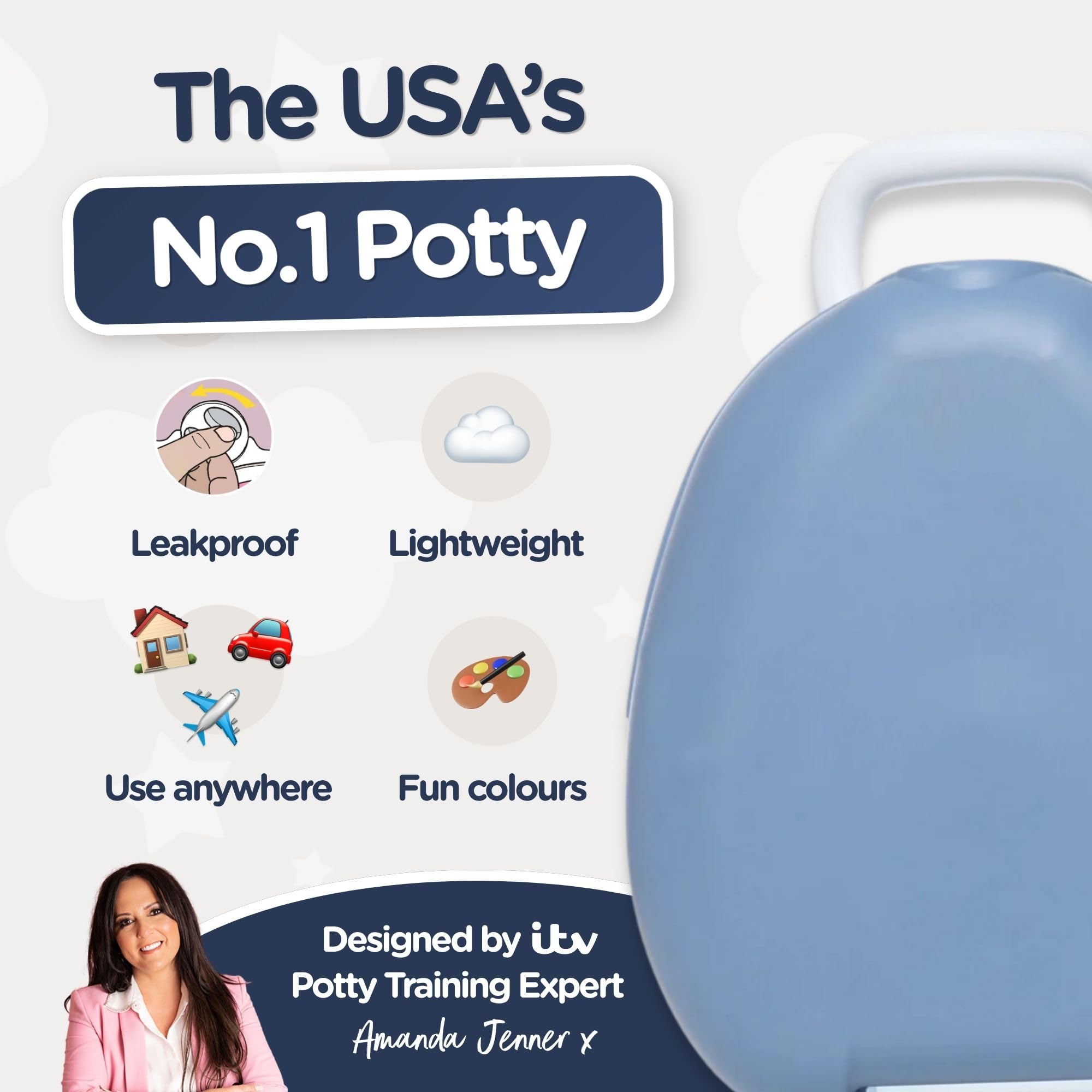 My Carry Potty - Blue Pastel Travel Potty Award-Winning Portable Toddler Toilet Seat for Kids to Take Everywhere product thumbnail 7