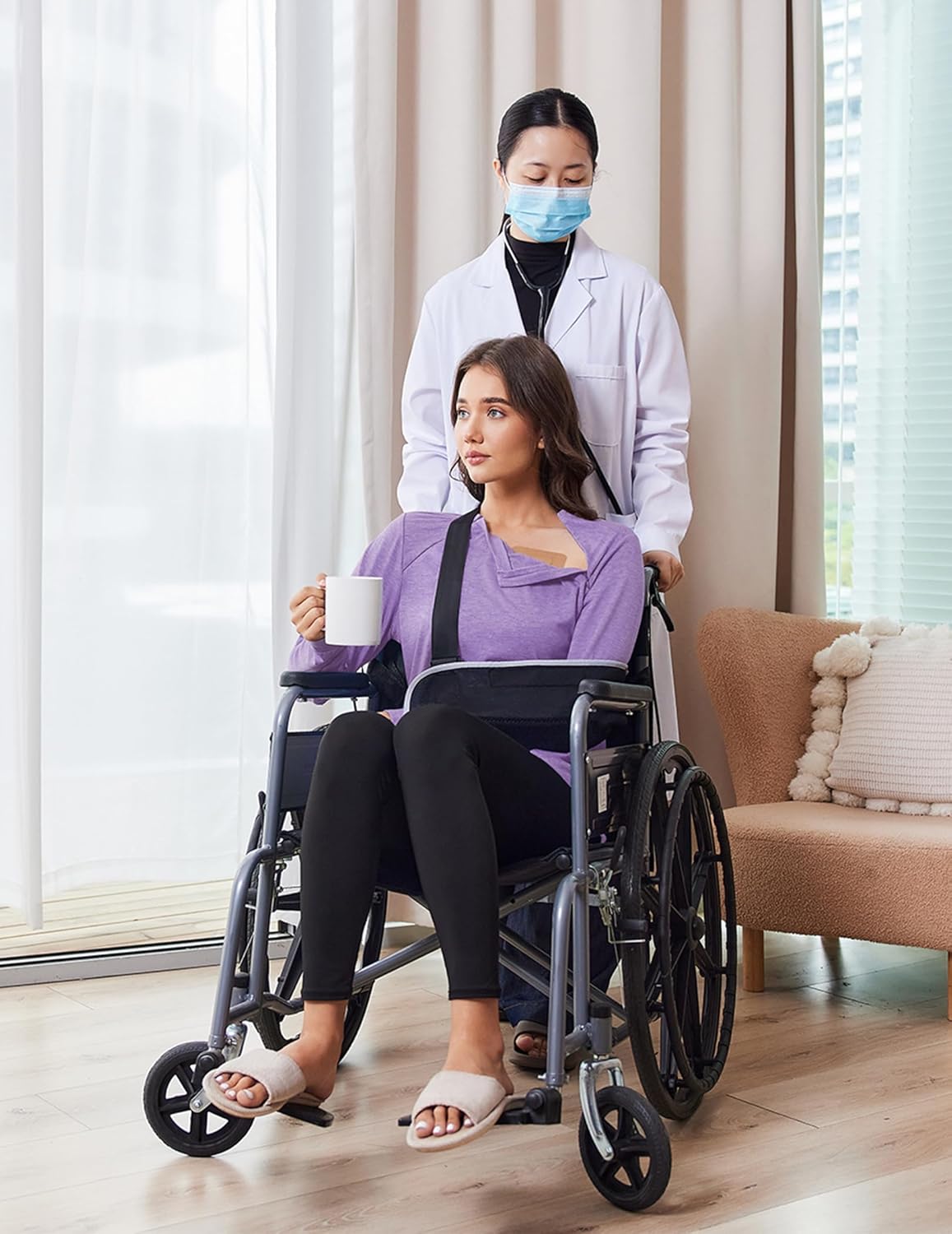 Deyeek Chemo Shirts for Port Access Women Long Sleeve Shoulder Post Surgery Shirt Dialysis Sweatshirts with Arm Zipper - Image 5