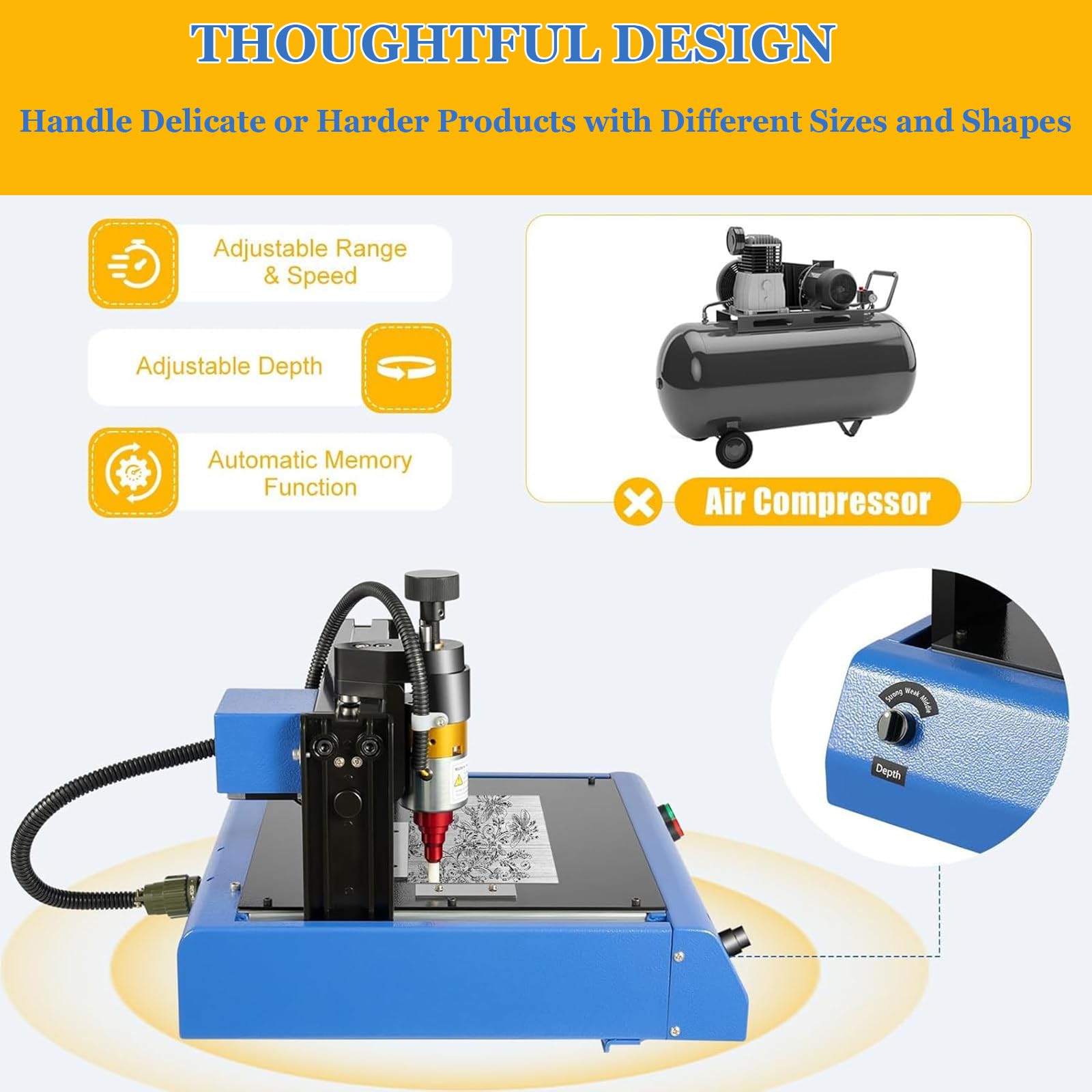 Máquina eléctrica de marcado para metal, acero inoxidable y aluminio, placa de identificación y placa de identificación, ideal para tarjetas de identificación, 200 x 150 mm, grabado de alta precisión