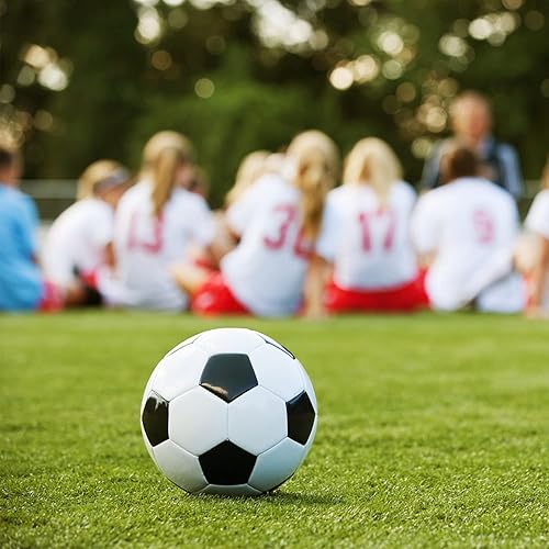 Miniatura 7 de Zantrech Paquete de 6 pelotas de fútbol clásicas tamaño 345 con aguja de bomba, práctica de pelota de entrenamiento de fútbol para niños y adultos
