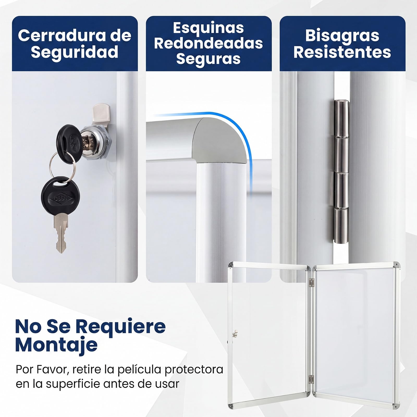 COSTWAY Tablón de Anuncios con 2 Llaves para 4 Hojas A4, Aluminio | Vertical/Horizontal, Boletín de Anuncios con Pizarra Blanca Magnética, Interior Oficina