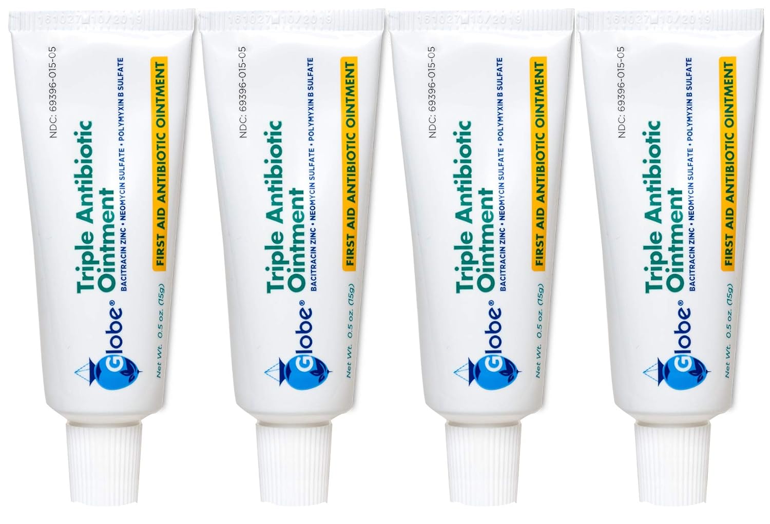 Globe Triple Antibiotic First Aid Ointment 0 5 oz 4-Pack 24-Hour Infection Protection Wound Care Treatment for Minor