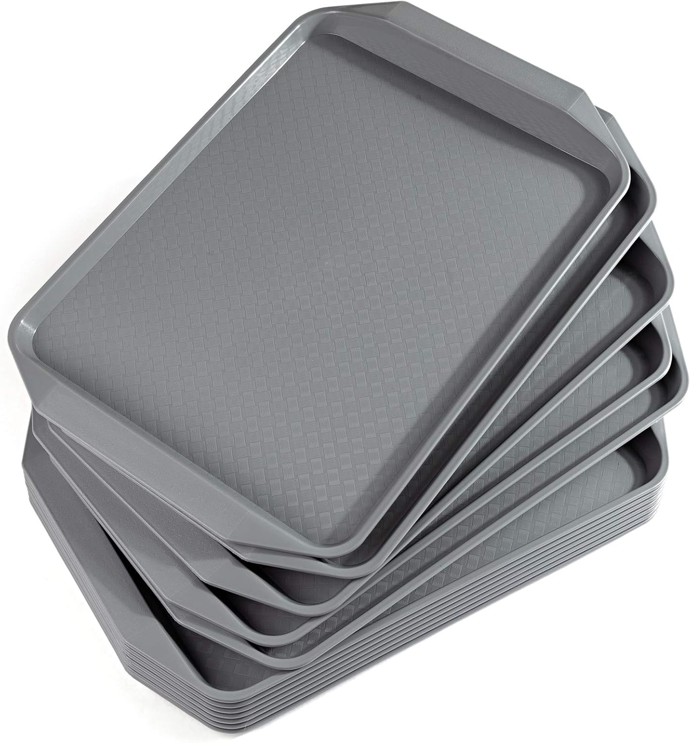 Plastic Fast Food Tray,16.7 by 11.8-Inch,Set of 12 (Grey)