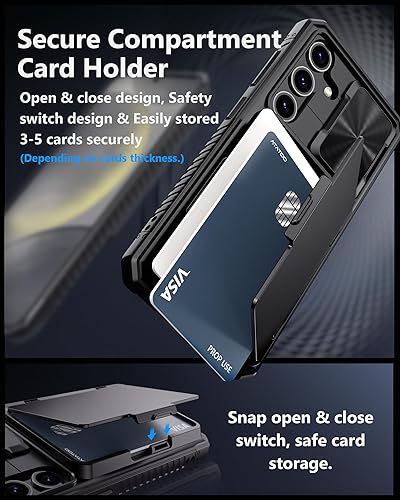 Miniatura 3 de ATATOO Funda tipo cartera para Samsung Galaxy S24, tarjetero integrado (almacena 4-5 tarjetas) y cubierta deslizante para cámara y soporte,